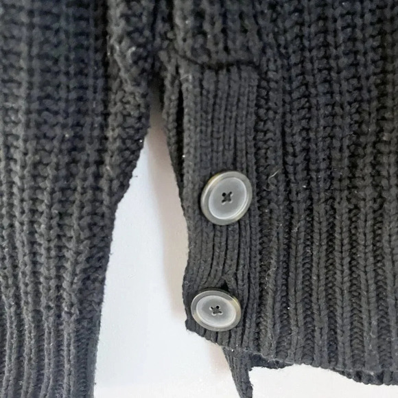Madewell Womens Black Pullover Sweater XS Chunky Knit Mock Neck Side Button - Picture 5 of 10